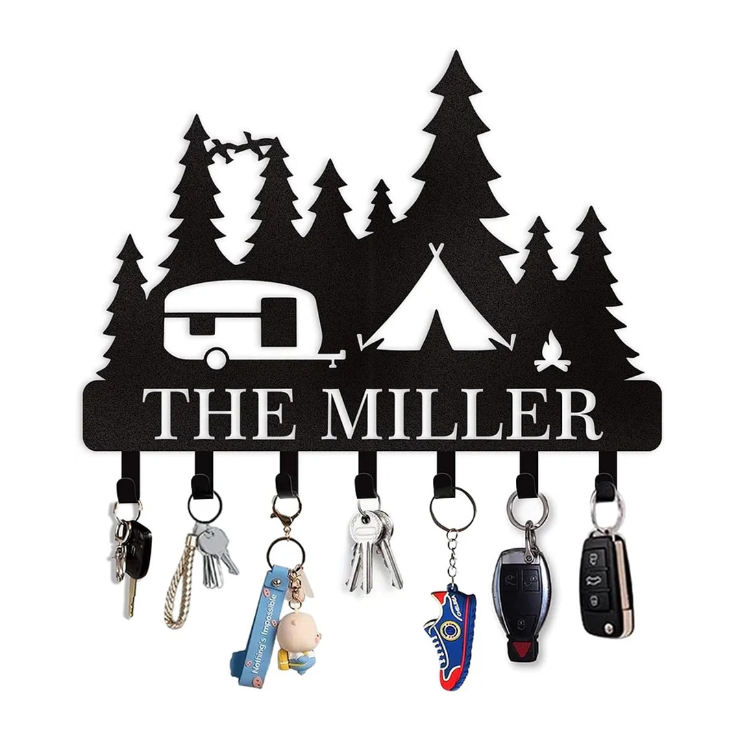 Personalized Key Holder for Wall, Custom Forest Deer Coat Rack Wall Hanging-MetalsignX