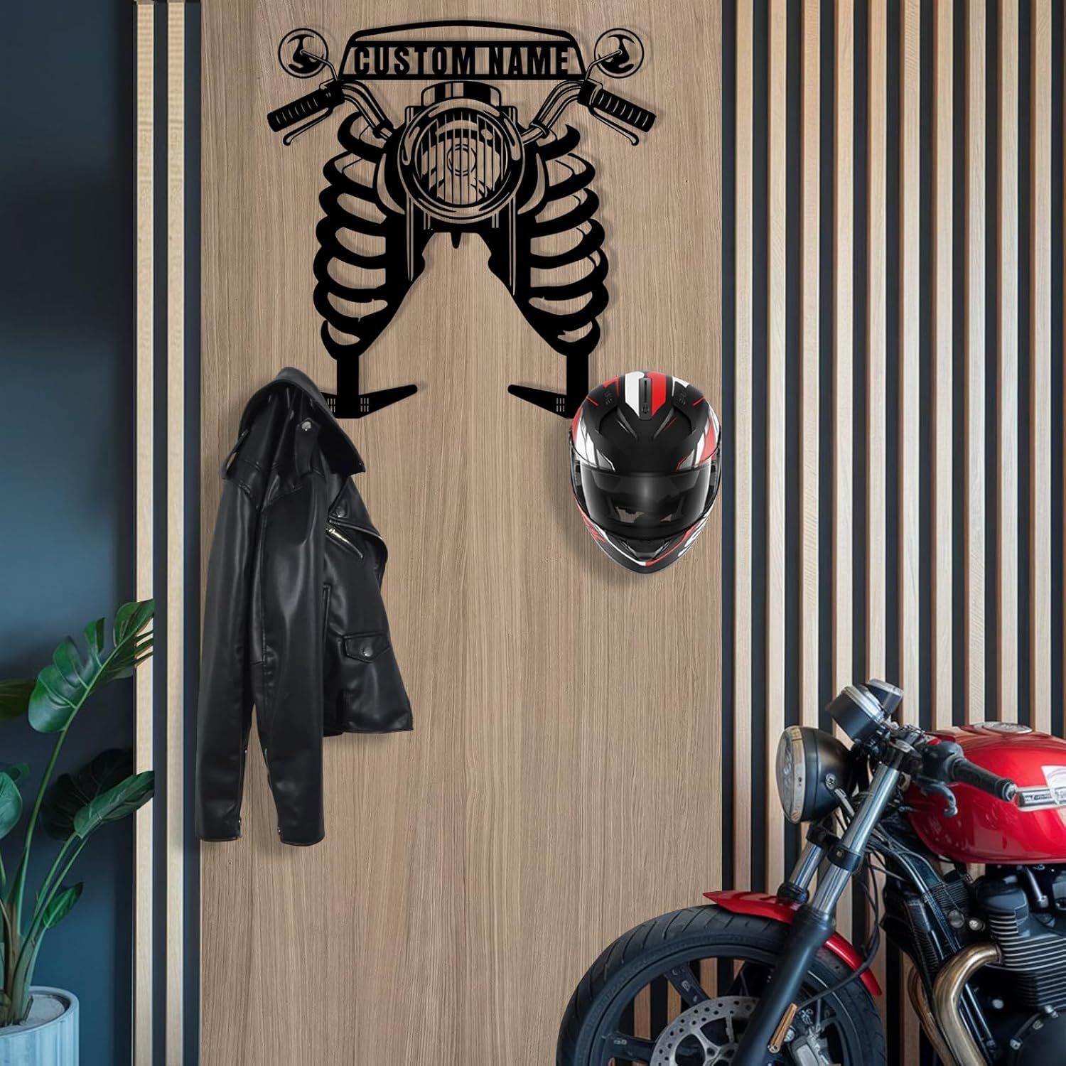 Custom Metal Motorcycle Helmet Holder Wall Mount-MetalsignX