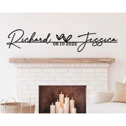 Custom Handmade Wedding Metal Sign of Name And Special Date-MetalsignX