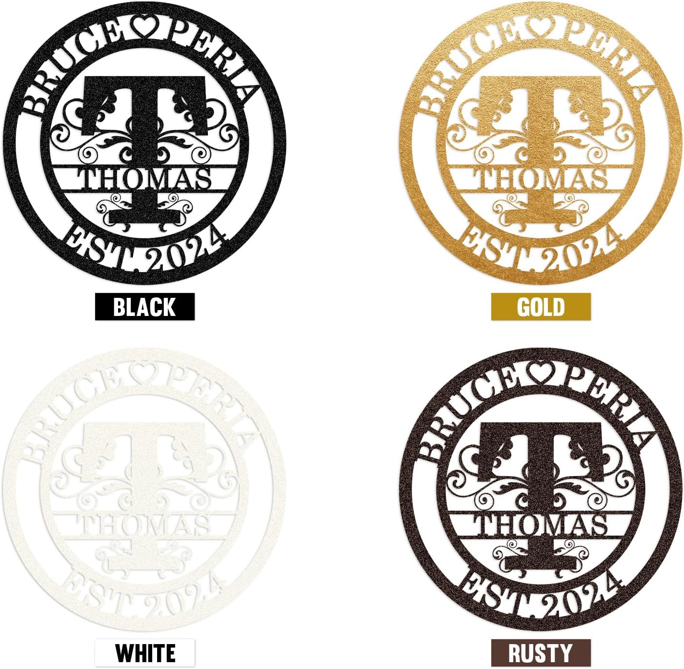 Custom Metal Signs, Personalized Family Name Sign, Split Letter Monogram, Outdoor Wall Art & Home Decor, Housewarming Gift-MetalsignX