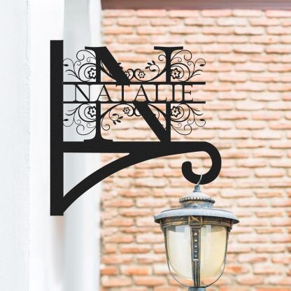 Custom Family Name Hanging Bracket Indoor and Outdoor, Personalized Initials Light Hangers Outdoor-MetalsignX