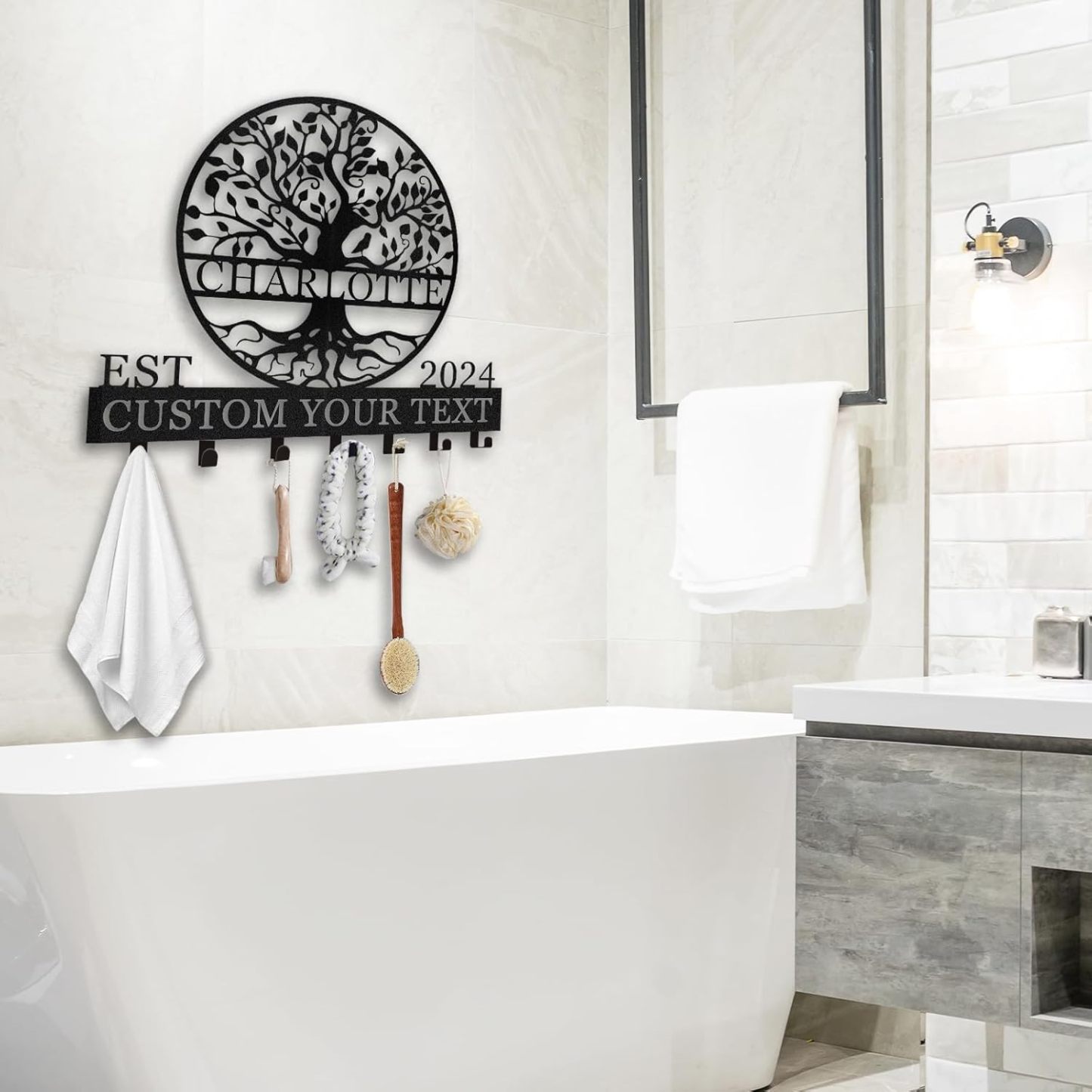 Personalized Key Holder Wall Mount, Custom Name Tree of Life Key Holder for Wall-MetalsignX