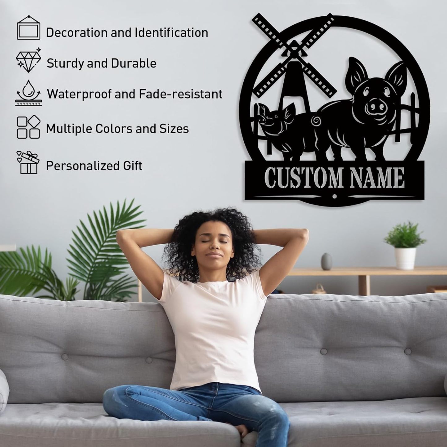 Personalized Antler Metal Cabin Sign | Custom Metal Sign | Family Sign Wall Art | Outdoor Deer Hunter Gift -MetalsignX