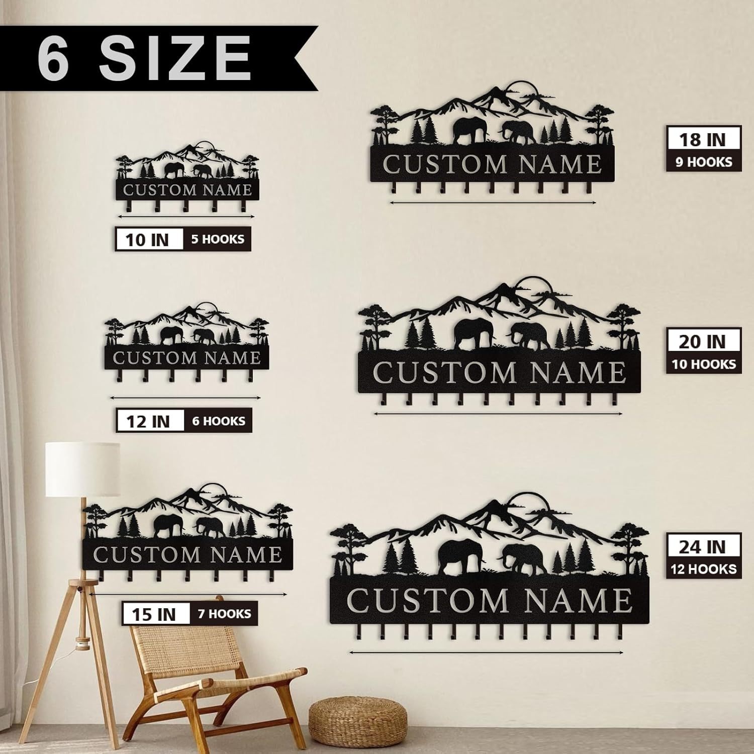 Personalized Polar Deer & Bear Key Holder on Wall | Wall-Mounted Key Organizer Rack-MetalsignX