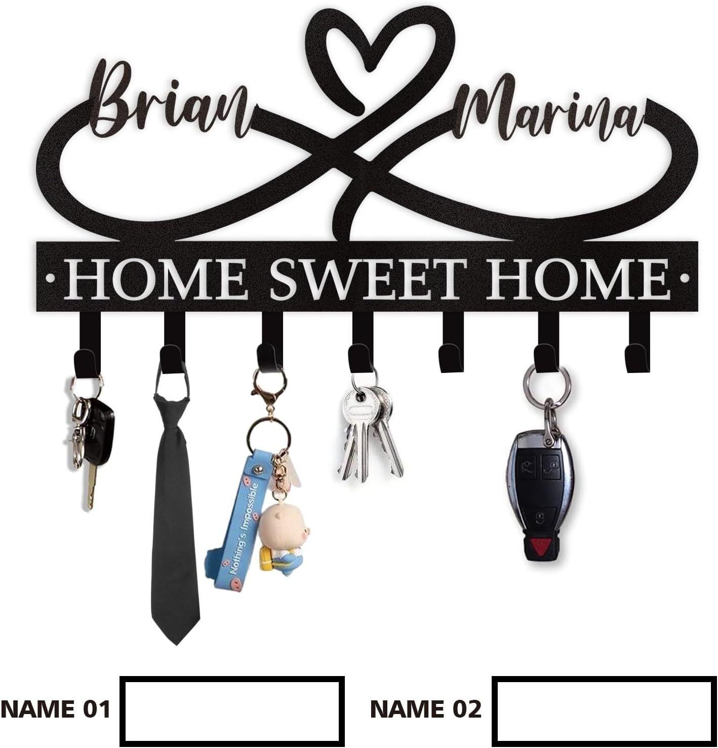 Personalized Key Holder for Wall, Custom Metal Deer Cabin Key Hooks with Name-MetalsignX