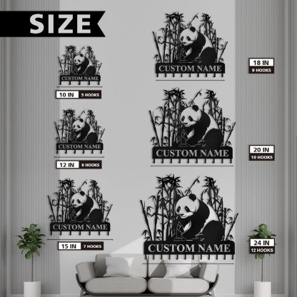 Personalized Metal Key Holder for Wall, Bamboo Panda Animal Key Hanger-MetalsignX