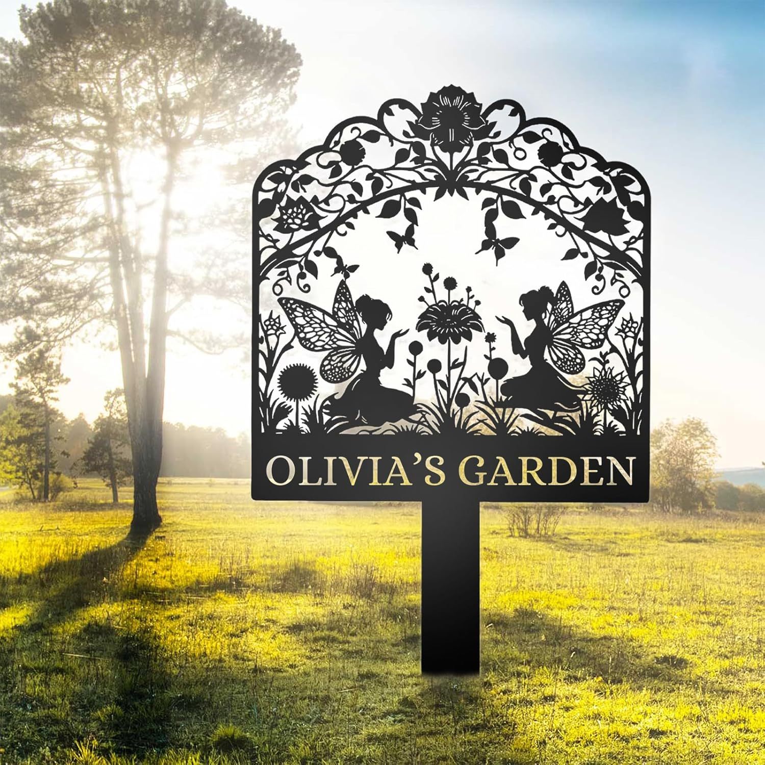 Handcrafted Fairy Garden Stake , Rustic Metal Sign for Magical Yard Spaces-MetalsignX