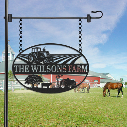 Personalized Farm Gate Metal Sign,Farmhouse Name Sign,Farm Scene Metal Sign,Metal Barn Decor,Farmhouse Decor ,Tractor Wall Art