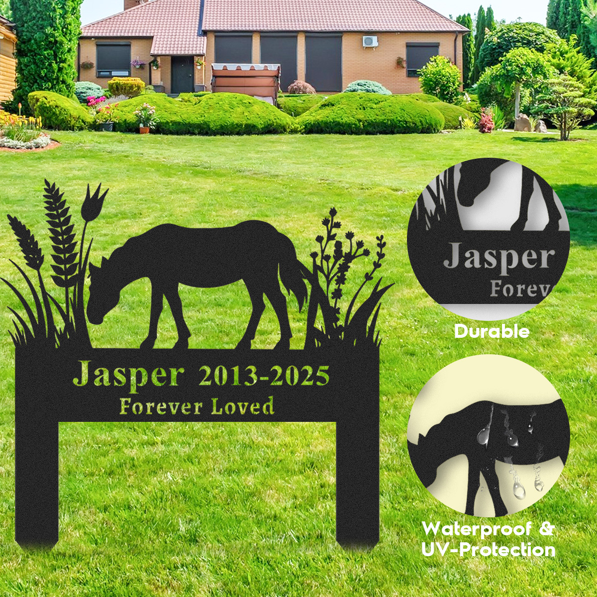 Personalized Horse Memorial Stake,Metal Horse Grave Marker,Custom Horse Name Remembrance Stake,Loss of Horse Gift