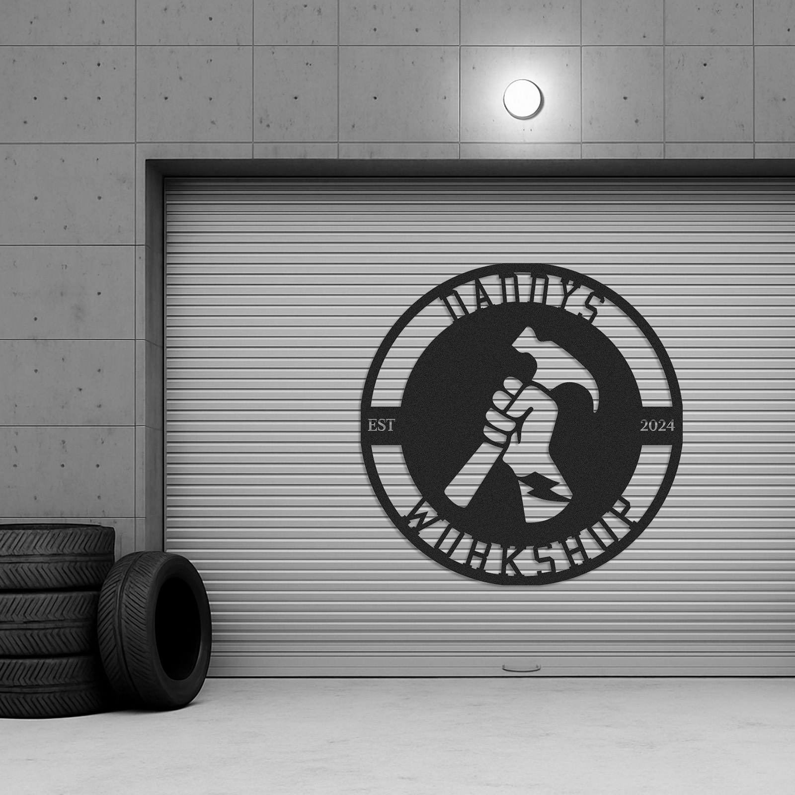 Personalized Daddy's Workshop Metal Sign, Custom Workshop Sign with Hammer Design, Garage Wall Decor, Father's Day Gift for Dad or Grandpa