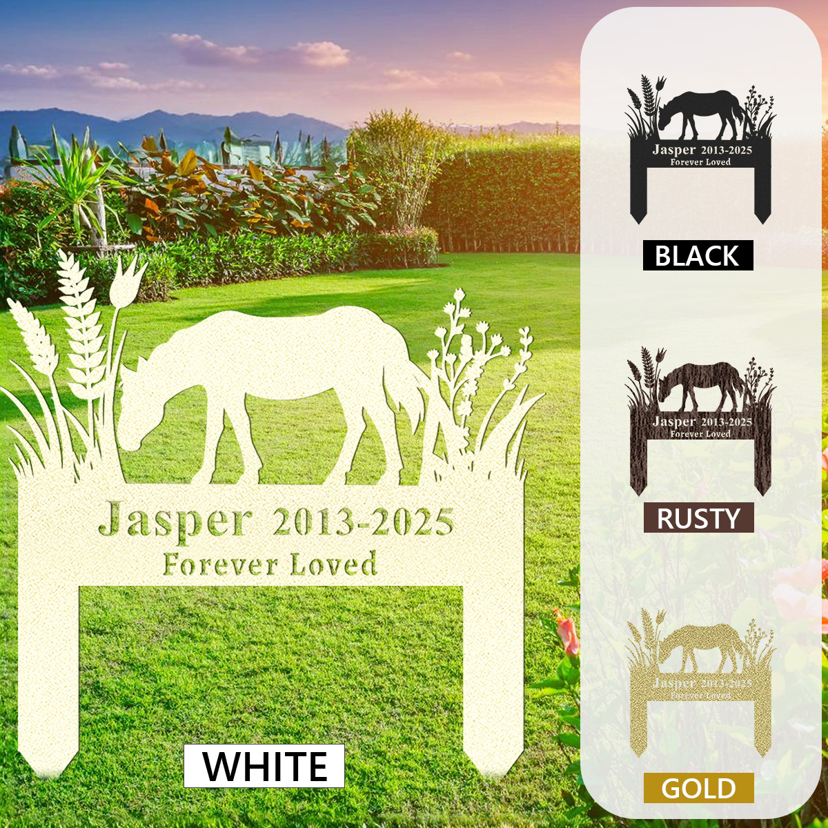 Personalized Horse Memorial Stake,Metal Horse Grave Marker,Custom Horse Name Remembrance Stake,Loss of Horse Gift