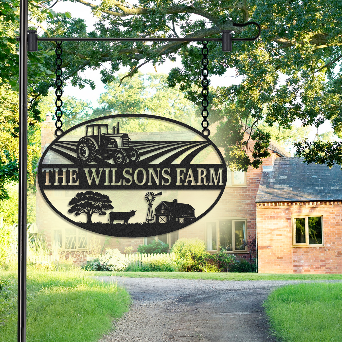 Personalized Farm Gate Metal Sign,Farmhouse Name Sign,Farm Scene Metal Sign,Metal Barn Decor,Farmhouse Decor ,Tractor Wall Art