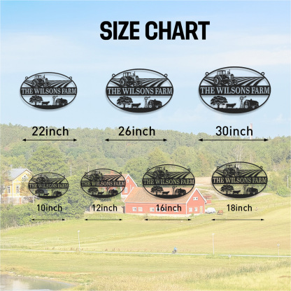 Personalized Farm Gate Metal Sign,Farmhouse Name Sign,Farm Scene Metal Sign,Metal Barn Decor,Farmhouse Decor ,Tractor Wall Art