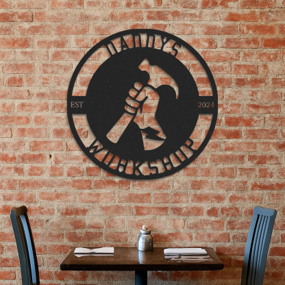 Personalized Daddy's Workshop Metal Sign, Custom Workshop Sign with Hammer Design, Garage Wall Decor, Father's Day Gift for Dad or Grandpa