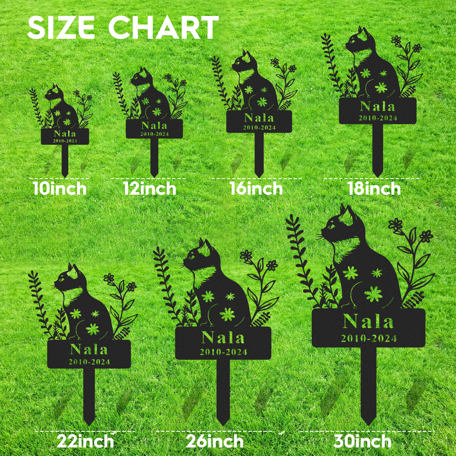 Custom Cat Memorial Garden Stake,Personalized Cat Grave Marker,Cat Memorial Metal Sign,Yard Stake