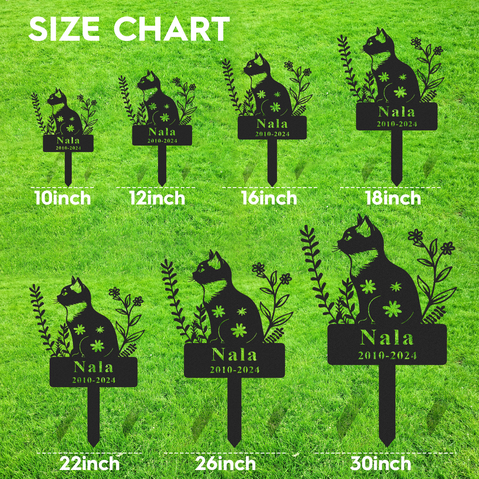 Custom Cat Memorial Garden Stake,Personalized Cat Grave Marker,Cat Memorial Metal Sign,Yard Stake