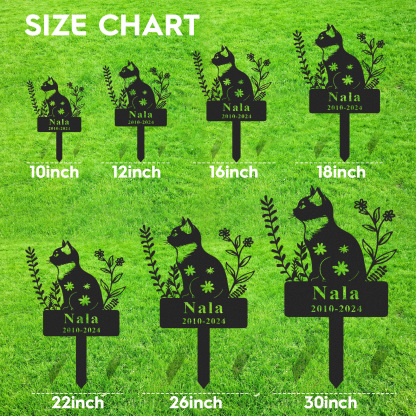 Custom Cat Memorial Garden Stake,Personalized Cat Grave Marker,Cat Memorial Metal Sign,Yard Stake