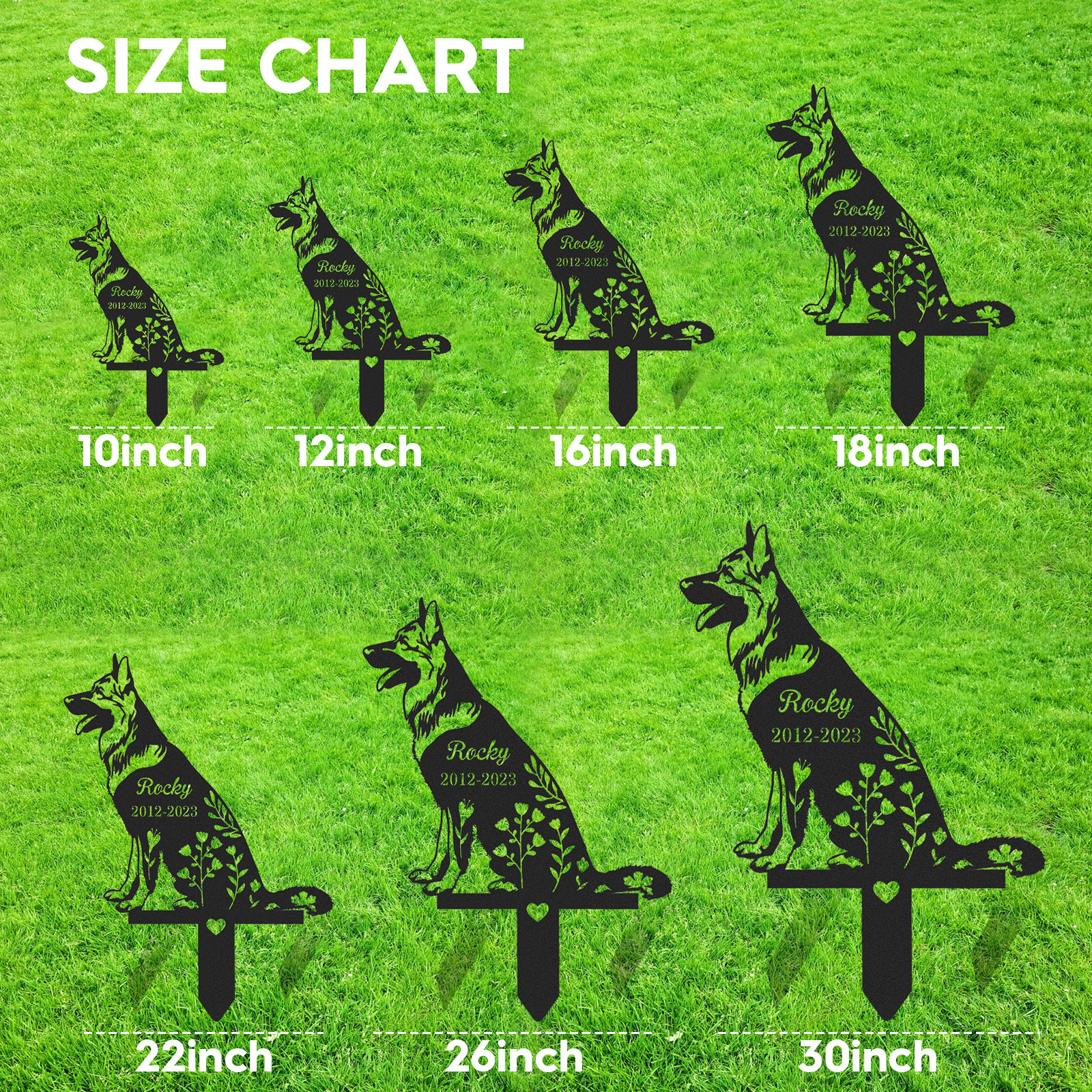 German Shepherd Garden Stake Sign,Personalized Dog Memorial Stake,Metal Stake,German Shepherd,Pet Grave Marker,Pet Loss Gift,Garden Deco