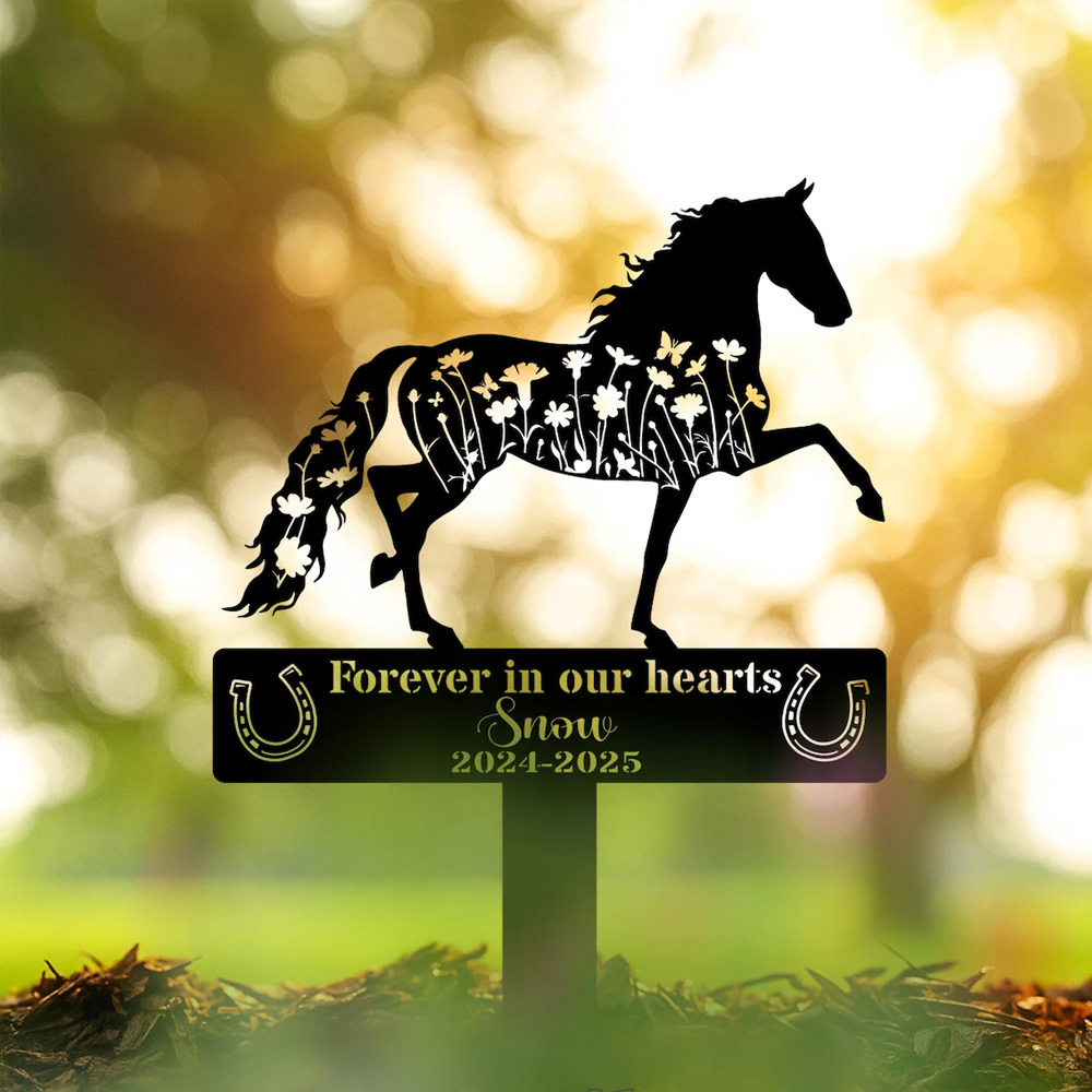 Custom Horse Garden Memorial Sign, Personalized Pet Grave Marker, Equine Remembrance Plaque, Horse Lovers Metal Yard Sign , Horse Loss Gift