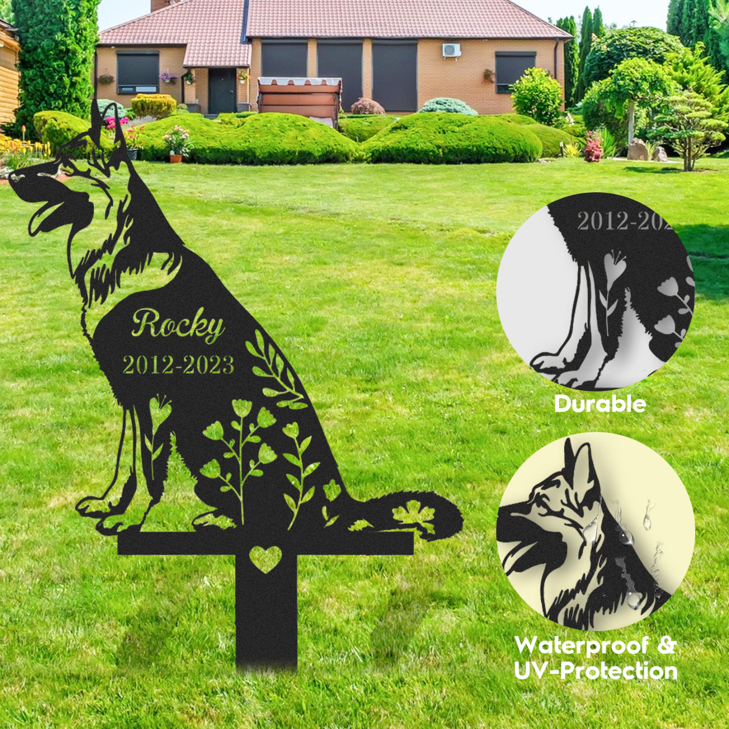 German Shepherd Garden Stake Sign,Personalized Dog Memorial Stake,Metal Stake,German Shepherd,Pet Grave Marker,Pet Loss Gift,Garden Deco