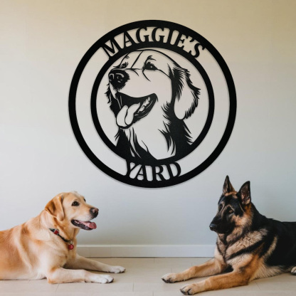 Personalized Dog Name Sign, Custom Metal Pet Sign for Labrador, French Bulldog, Corgi