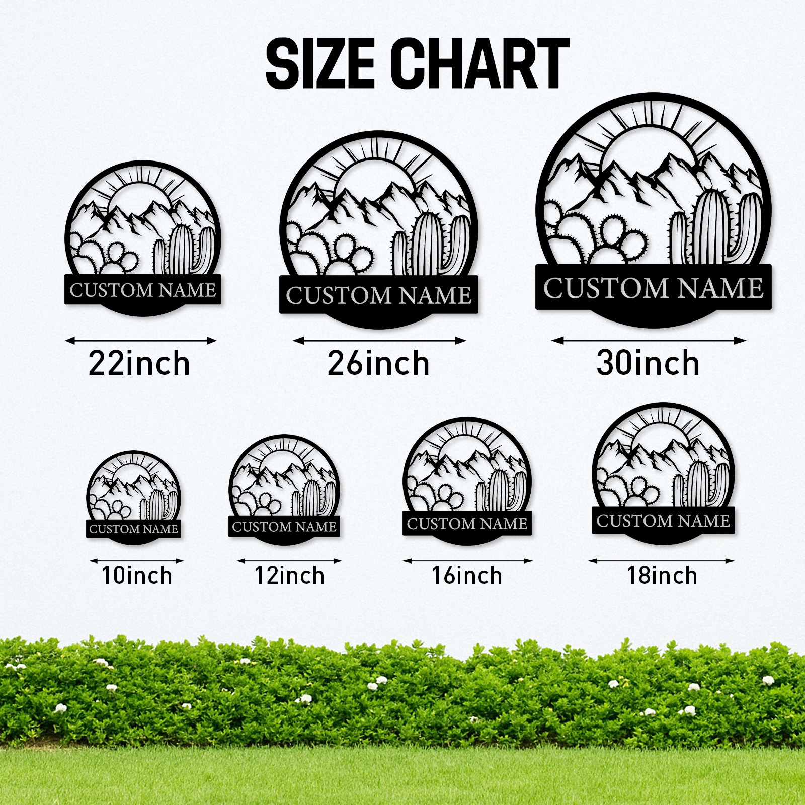 Custom Desert Metal Sign, Personalized Cactus Wall Art for Outdoor Decor, Mountain Landscape Western Theme Name Sign