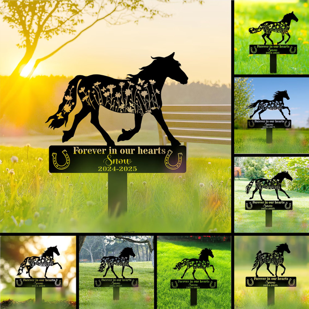 Custom Horse Garden Memorial Sign, Personalized Pet Grave Marker, Equine Remembrance Plaque, Horse Lovers Metal Yard Sign , Horse Loss Gift