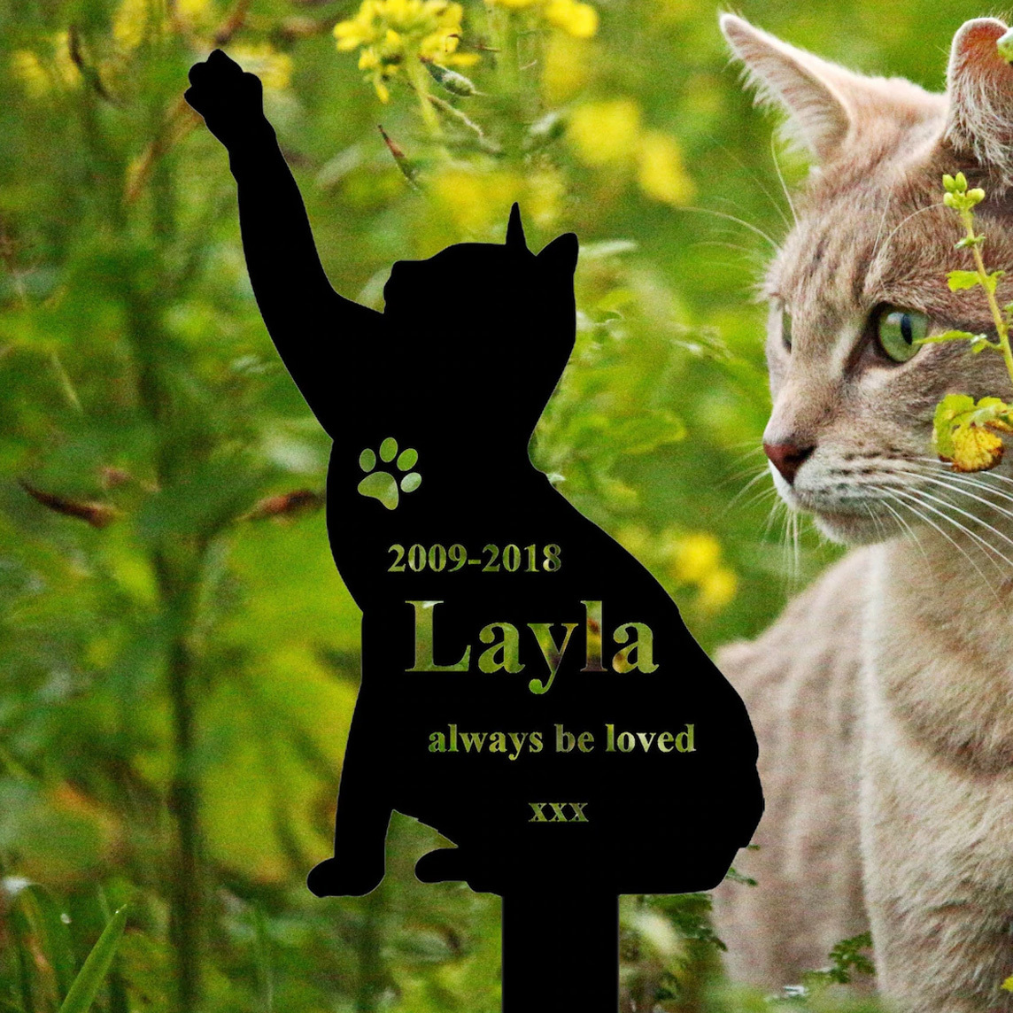 Custom Cat Memorial Stake Personalized Cat Memorial Plaque with Stake Cat Grave Marker Cat Memorial Gift