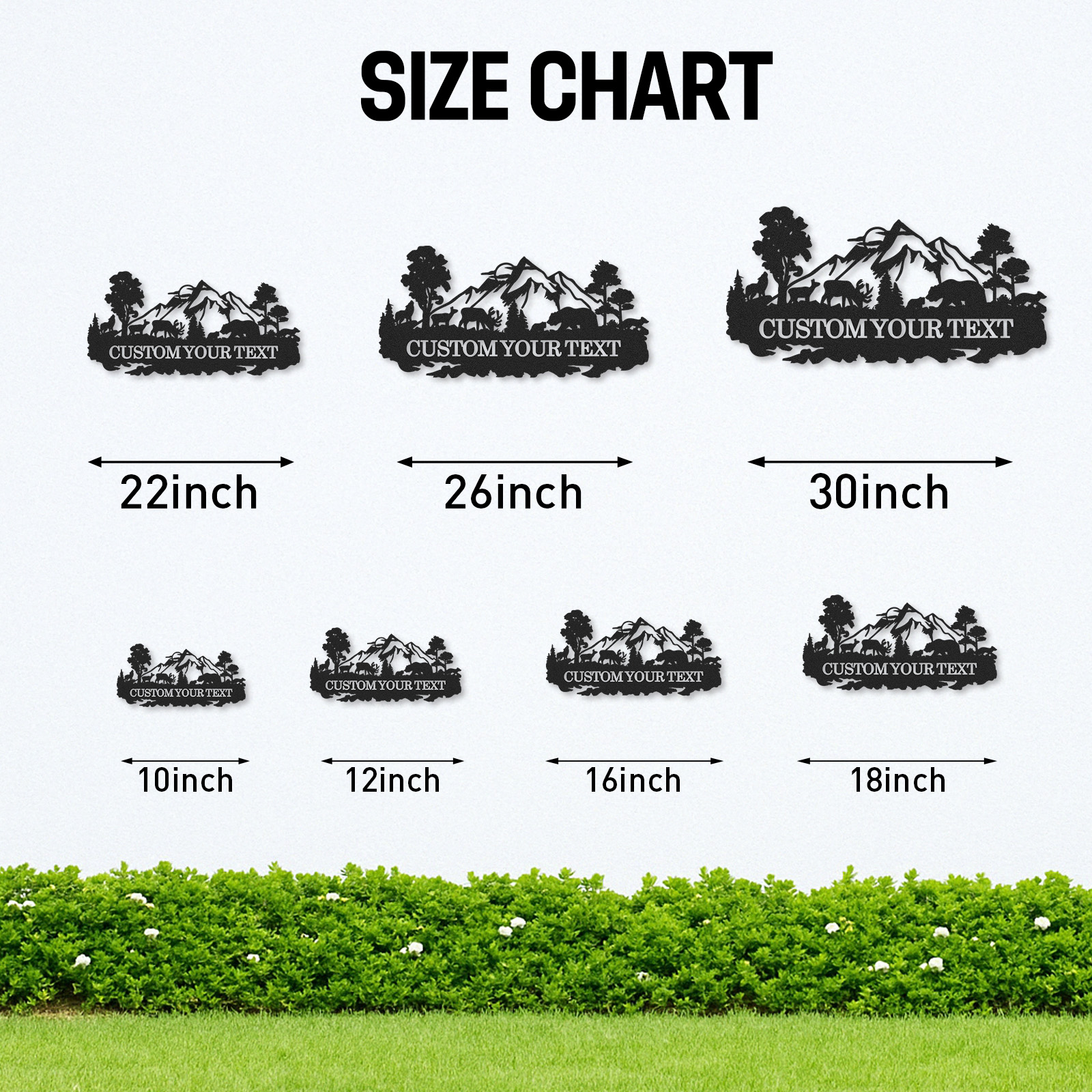 Custom Mountain Metal Sign, Deer and Bear Forest Scene, Personalized Family Name Sign for Rustic Cabin