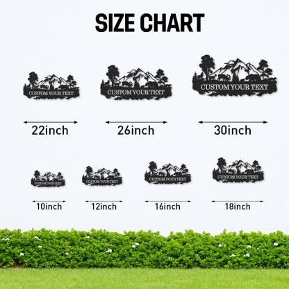 Custom Mountain Metal Sign, Deer and Bear Forest Scene, Personalized Family Name Sign for Rustic Cabin