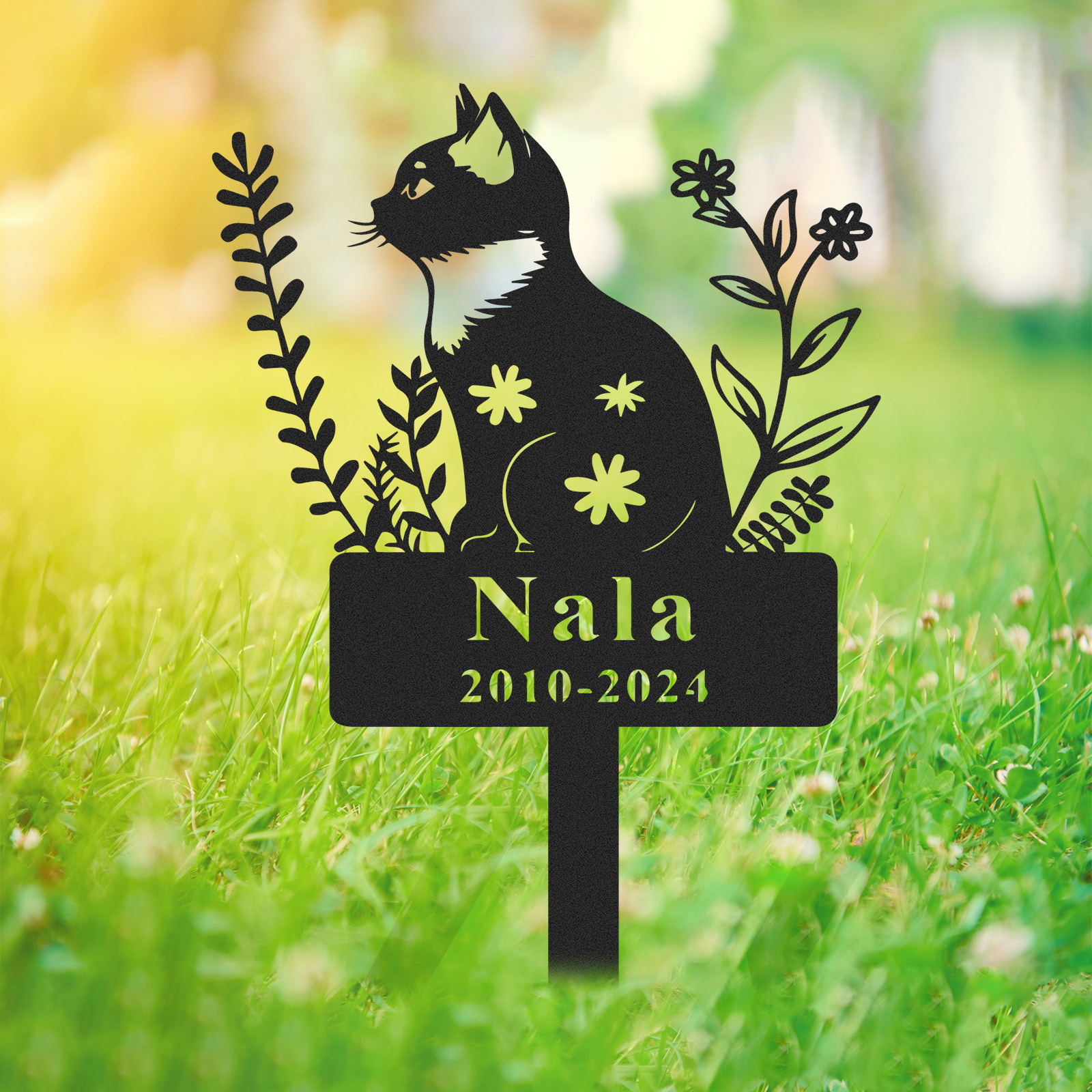 Custom Cat Memorial Garden Stake,Personalized Cat Grave Marker,Cat Memorial Metal Sign,Yard Stake