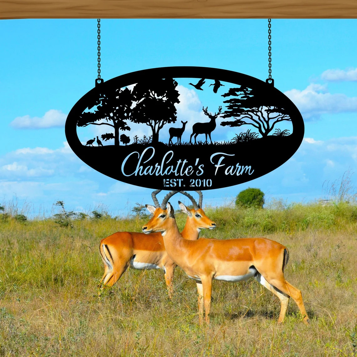 Personalized Deer Metal Farm Sign, Metal Cabin Sign, Personalized Family Name Sign, Custom Ranch Sign, Farmhouse Decor, Farmers Gift