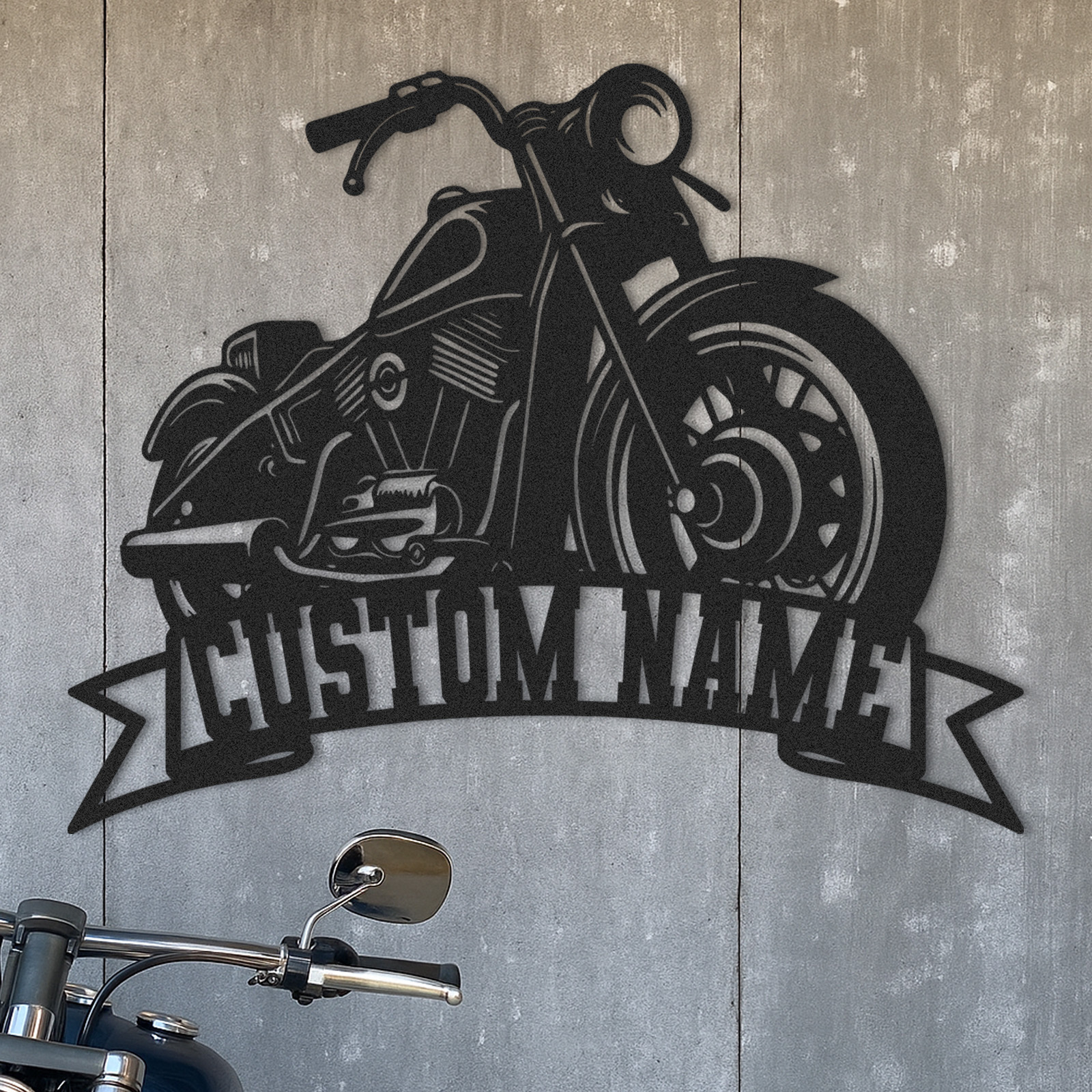 Custom Cruiser Motorcycle Metal Wall Art Sign, Personalized Chopper Garage Decor, Biker Name Plaque for Workshop, Bar, Man Cave or Father's Day Gift