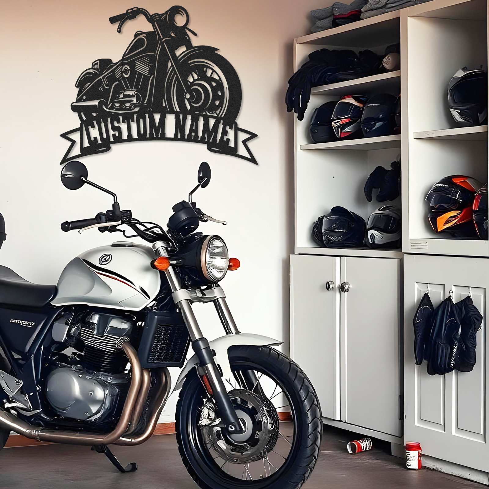 Custom Cruiser Motorcycle Metal Wall Art Sign, Personalized Chopper Garage Decor, Biker Name Plaque for Workshop, Bar, Man Cave or Father's Day Gift