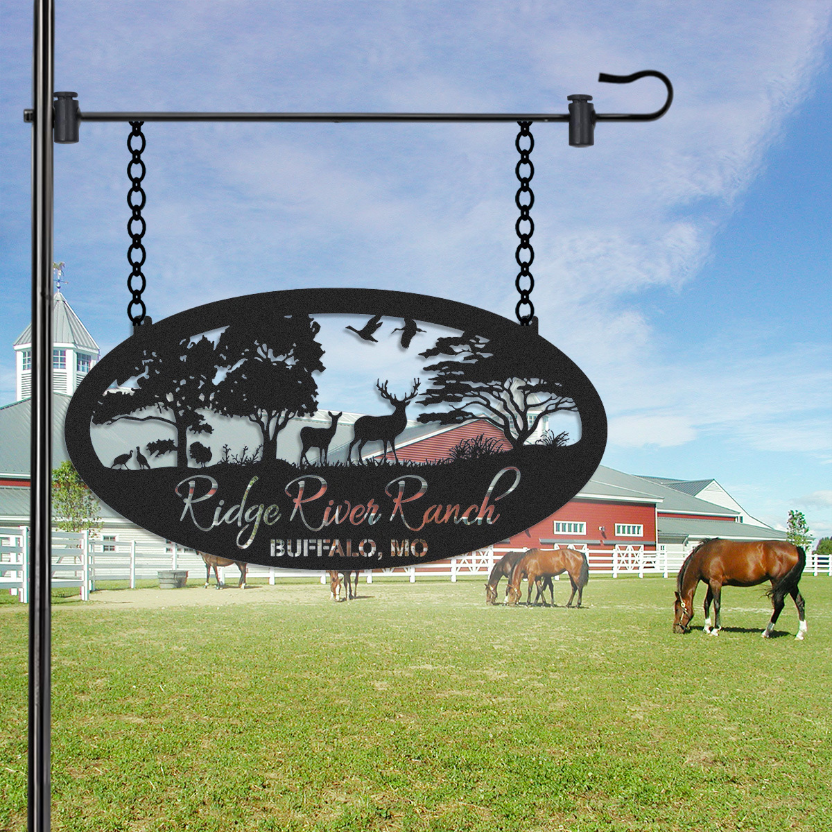 Personalized Deer Metal Farm Sign, Metal Cabin Sign, Personalized Family Name Sign, Custom Ranch Sign, Farmhouse Decor, Farmers Gift