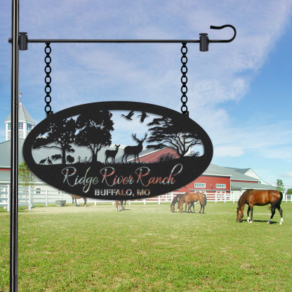 Personalized Deer Metal Farm Sign, Metal Cabin Sign, Personalized Family Name Sign, Custom Ranch Sign, Farmhouse Decor, Farmers Gift