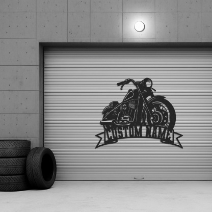 Custom Cruiser Motorcycle Metal Wall Art Sign, Personalized Chopper Garage Decor, Biker Name Plaque for Workshop, Bar, Man Cave or Father's Day Gift