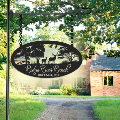 Personalized Deer Metal Farm Sign, Metal Cabin Sign, Personalized Family Name Sign, Custom Ranch Sign, Farmhouse Decor, Farmers Gift