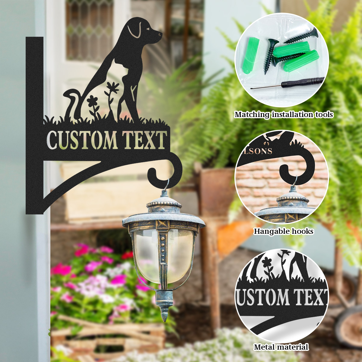 Custom Dog Garden Sign, Personalized Metal Dog Silhouette Sign with Name, Outdoor Dog Yard Plaque for Pet Lovers