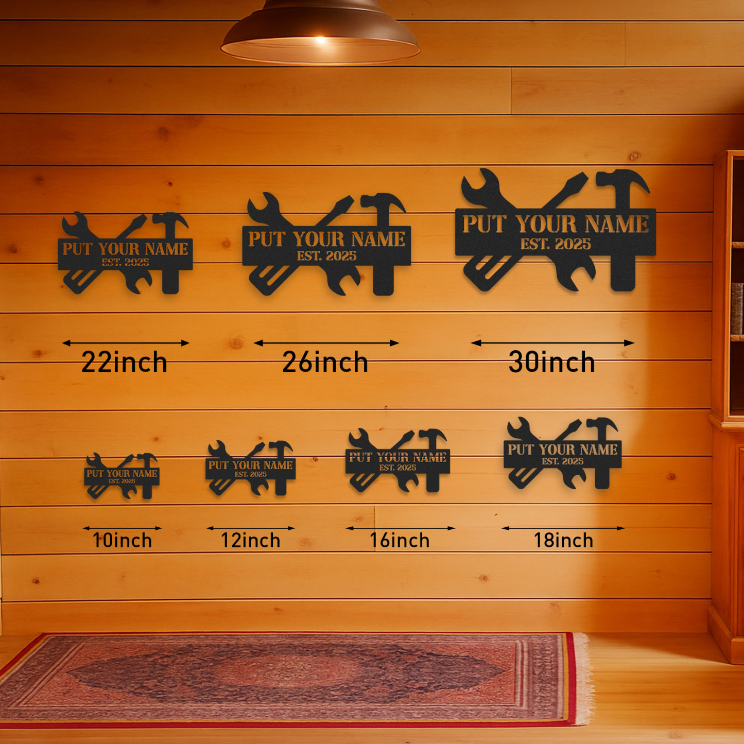 Custom Workshop Name Sign, Personalized Tool Wall Art, Garage Metal Decor for Dad or Grandpa, Father's Day Gift