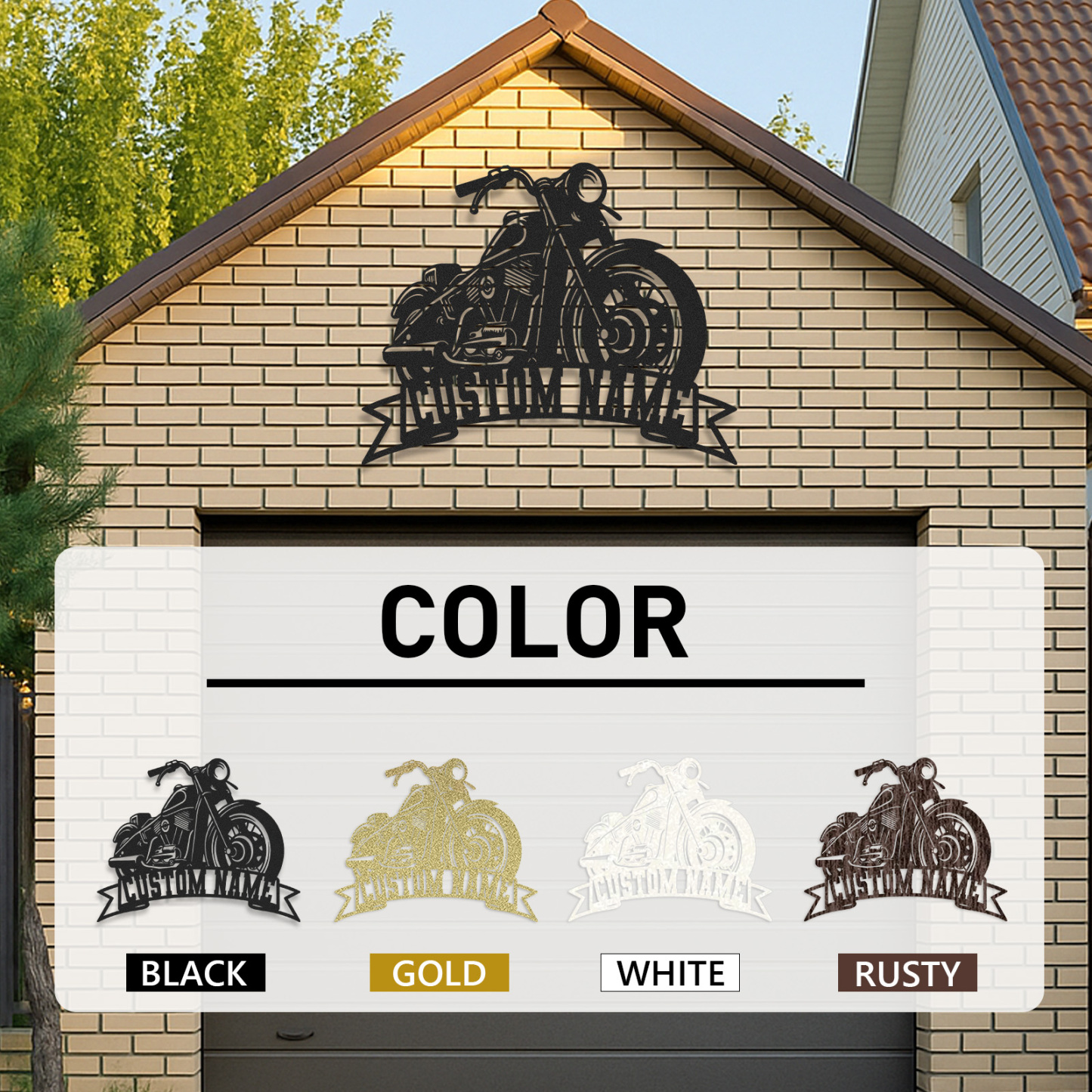 Custom Cruiser Motorcycle Metal Wall Art Sign, Personalized Chopper Garage Decor, Biker Name Plaque for Workshop, Bar, Man Cave or Father's Day Gift