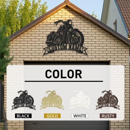 Custom Cruiser Motorcycle Metal Wall Art Sign, Personalized Chopper Garage Decor, Biker Name Plaque for Workshop, Bar, Man Cave or Father's Day Gift