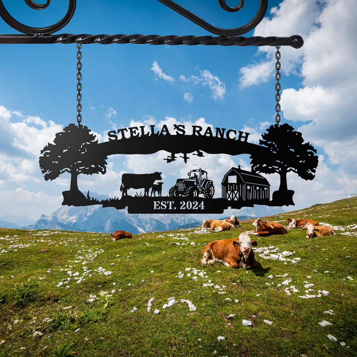 Personalized Farm House Metal Sign | Family Name Sign | Metal Wall Decor