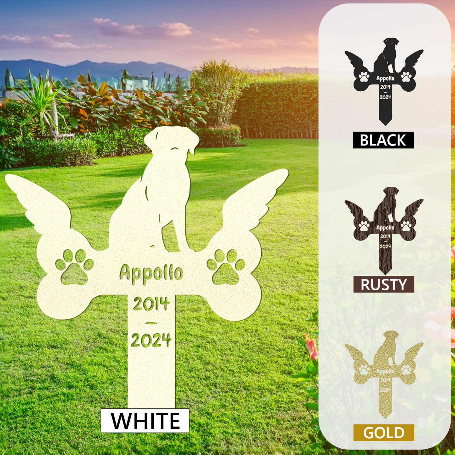 Custom Labrador Angel Memorial Stake, Personalized Winged Dog Bone Grave Marker for Garden or Pet Burial Tribute