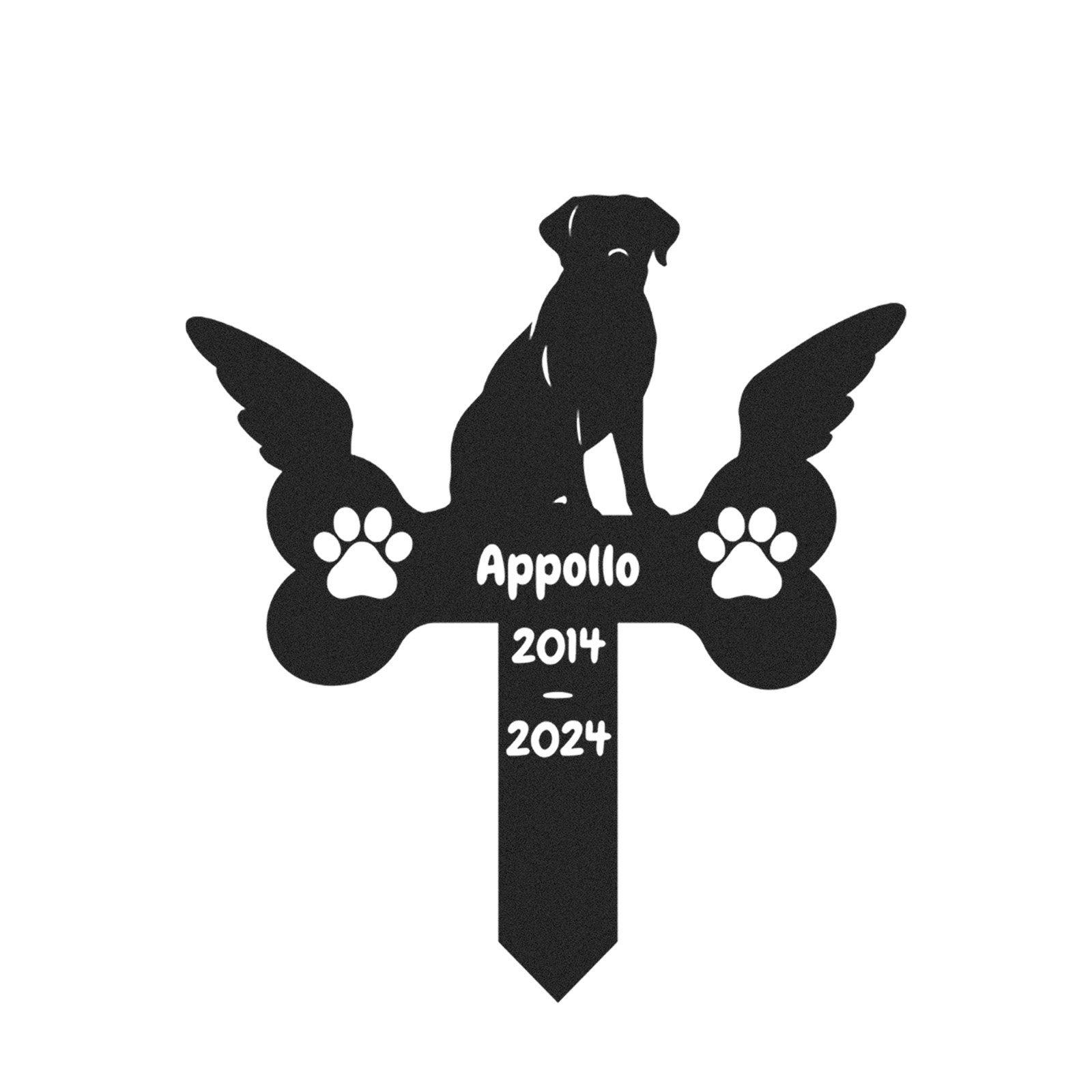 Custom Labrador Angel Memorial Stake, Personalized Winged Dog Bone Grave Marker for Garden or Pet Burial Tribute