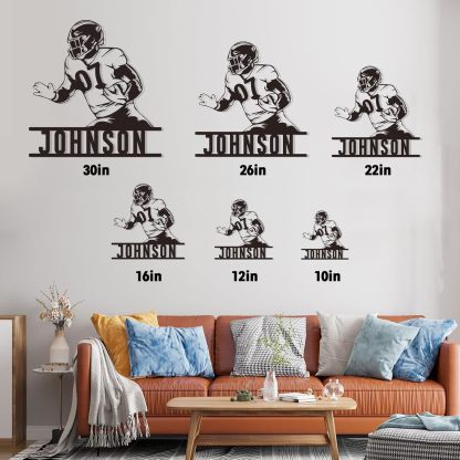Custom Football Sign Metal Wall Art, American Football Player Hanging Sign Outdoor Metal-MetalsignX