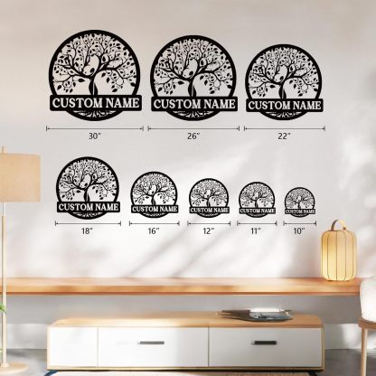 Personalized Metal Wall Art, Custom Tree of Life & Monogram Yard Sign, Last Name Garden Family Sign & Wedding Gift-MetalsignX