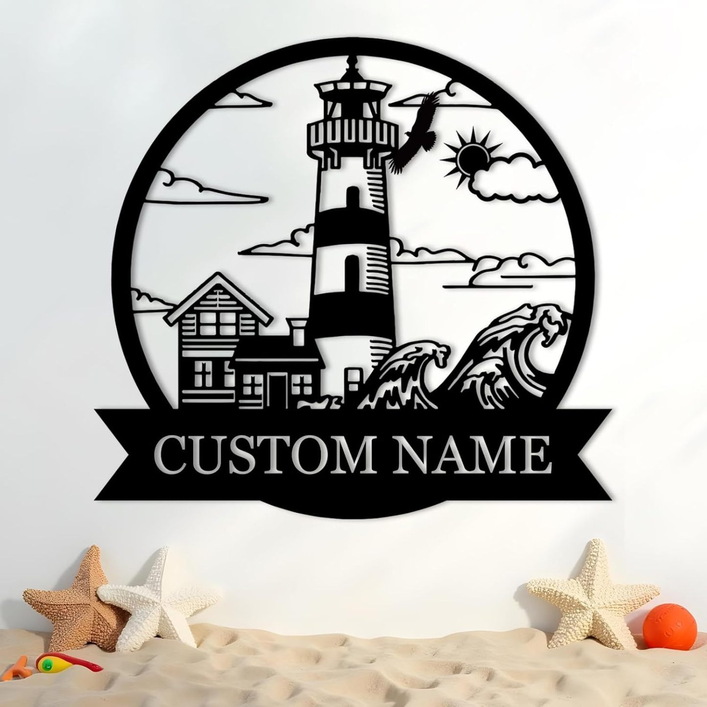 Personalized Lighthouse Metal Sign – Custom Nautical Outdoor Wall Decor for Beach House & Cabin-MetalsignX