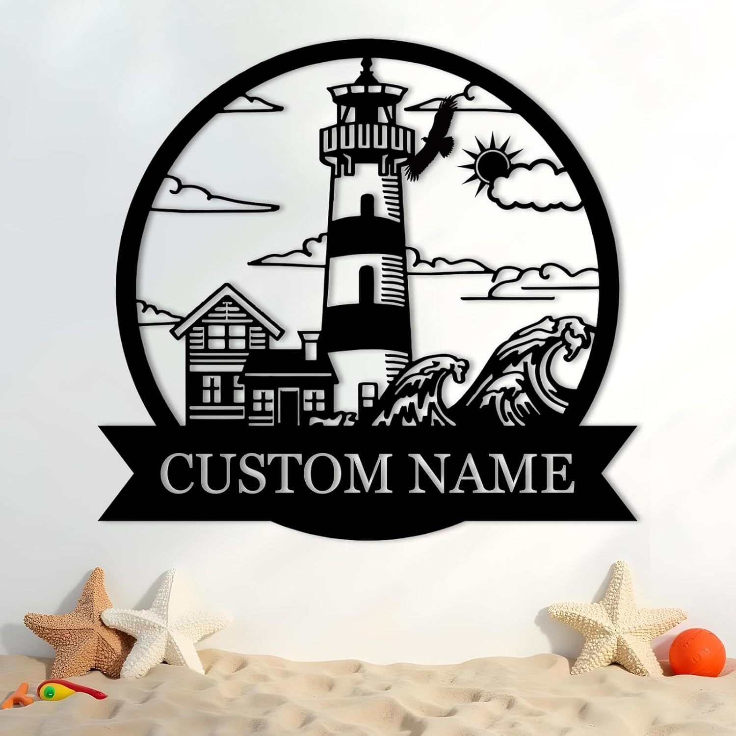 Personalized Lighthouse Metal Sign – Custom Nautical Outdoor Wall Decor for Beach House & Cabin-MetalsignX
