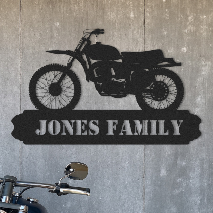 Custom Dirt Bike Metal Wall Art Sign, Personalized Vintage Motorcycle Garage Name Plaque, Retro Motocross Decor for Workshop, Home or Father's Day Gift